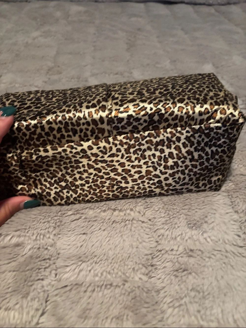 Leopard Print Cosmetic Organizer Pouch - Brown/Black